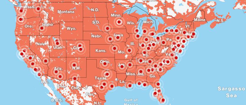 Verizon 网络覆盖地图